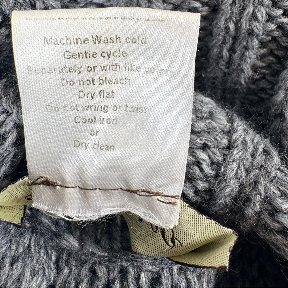 Iperico Made in Italy Grey Turtleneck Knit Poncho Sweater OS Wool Mohair Blend